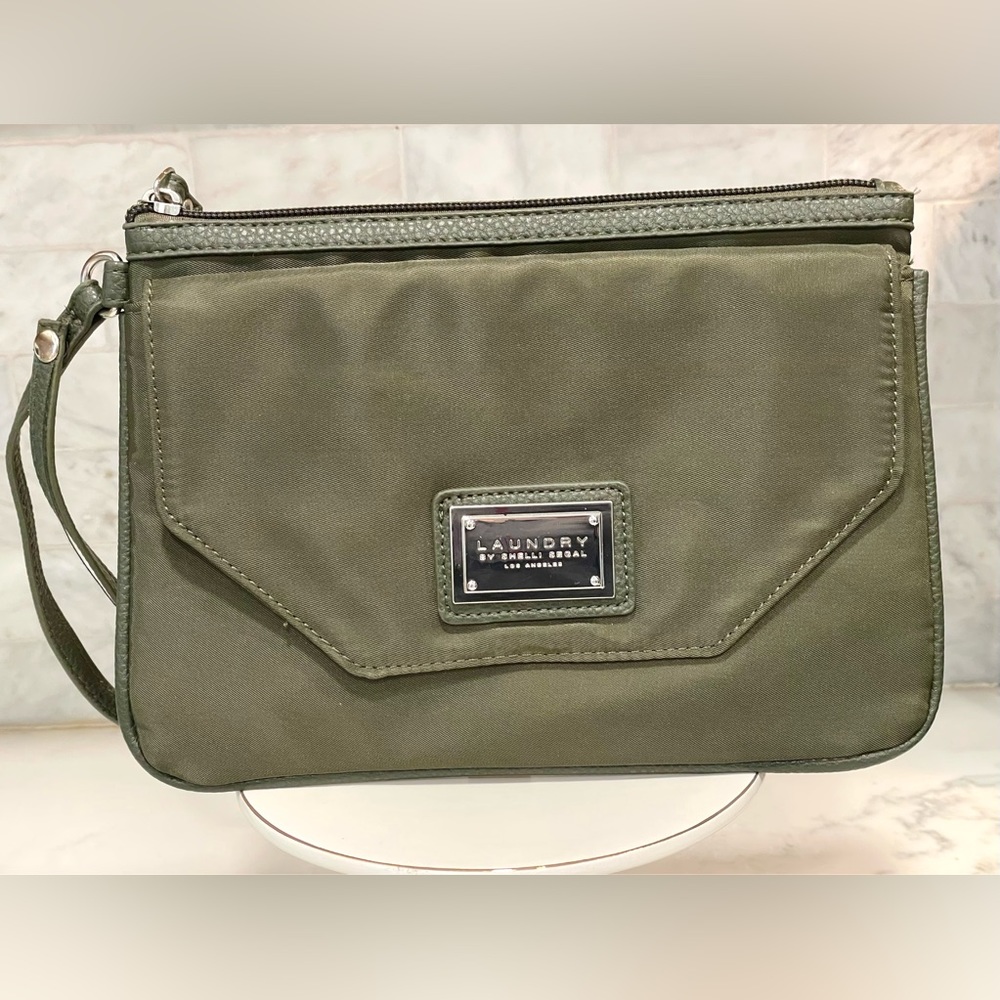 Laundry by Shelli Segal Muted Army Green Nylon Wristlet
